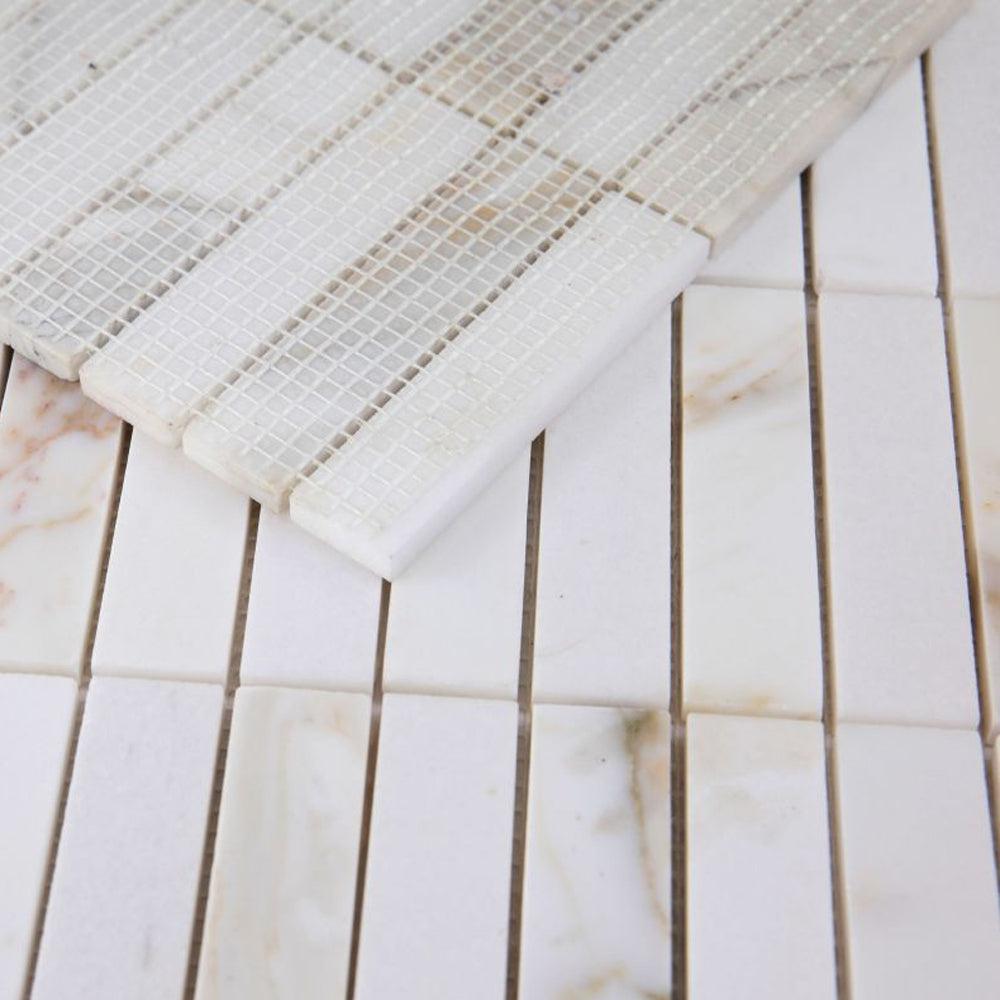 Elysium Tiles Slot Calacatta 11.75" x 11.75" Marble Mosaic Tile