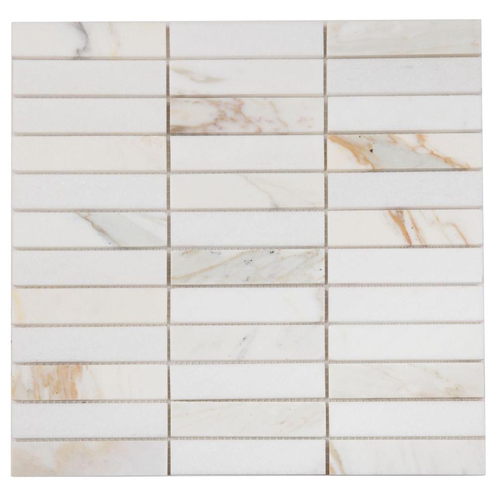 Elysium Tiles Slot Calacatta 11.75" x 11.75" Marble Mosaic Tile