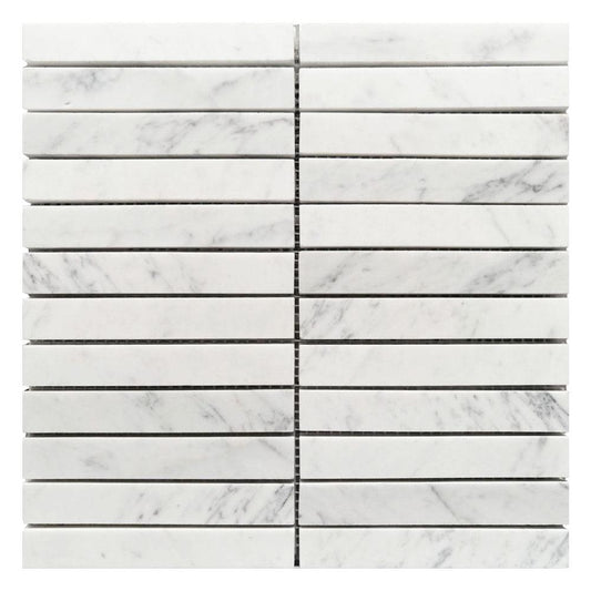 Elysium Tiles Slot Calacatta Honed 11.75" x 11.75" Marble Mosaic Tile