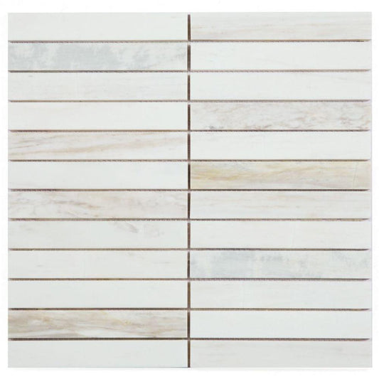 Elysium Tiles Slot Eura Wood Honed 11.75" x 11.75" Marble Mosaic Tile