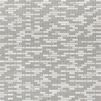 Elysium Tiles Snow Stack 11.75" x 12" Marble and Glass Mosaic Tile