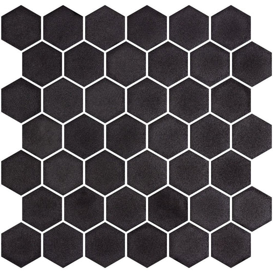 Elysium Tiles Stoneblend XL Black 11.25" x 11.25" Recycled Glass Mosaic Tile