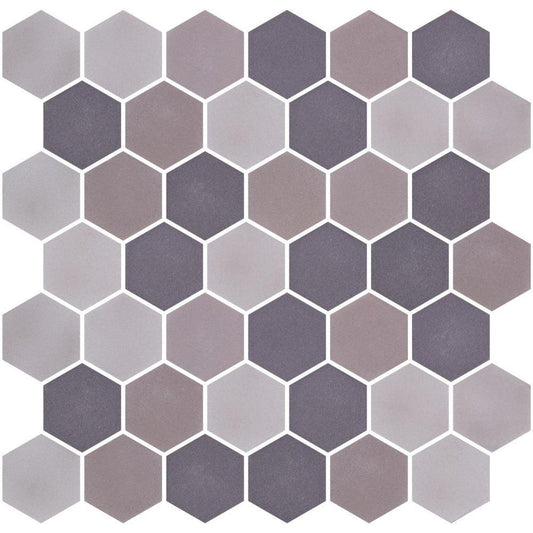 Elysium Tiles Stoneblend XL Mixed Grey 11.25" x 11.25" Recycled Glass Mosaic Tile