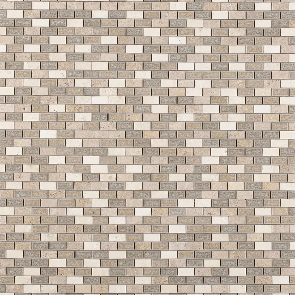 Elysium Tiles Swiss Brick 11.75" x 11.75" Marble & Glass Mosaic Tile