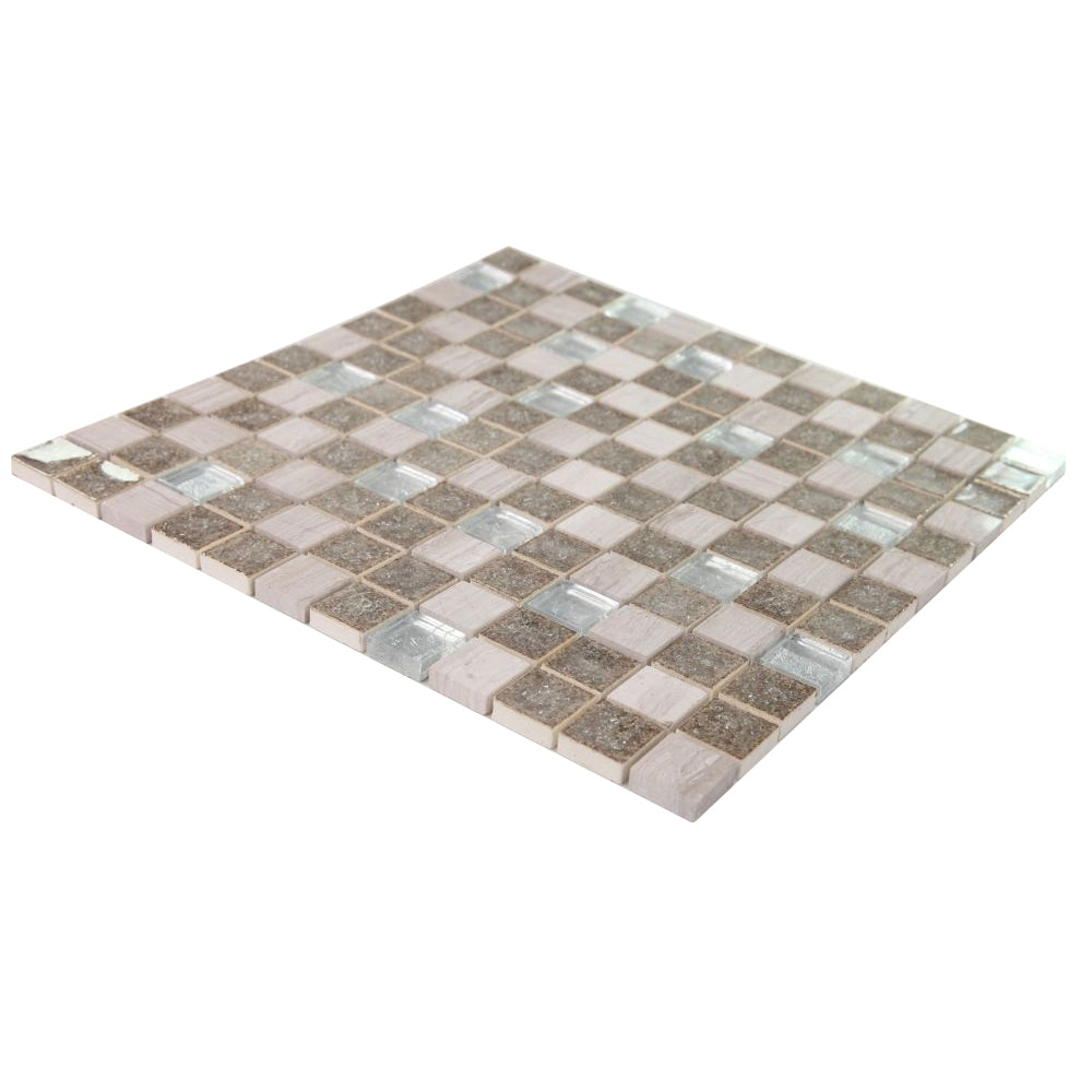 Elysium Tiles Swiss Grey New 11.75" x 11.75" Stone & Glass Mosaic Tile