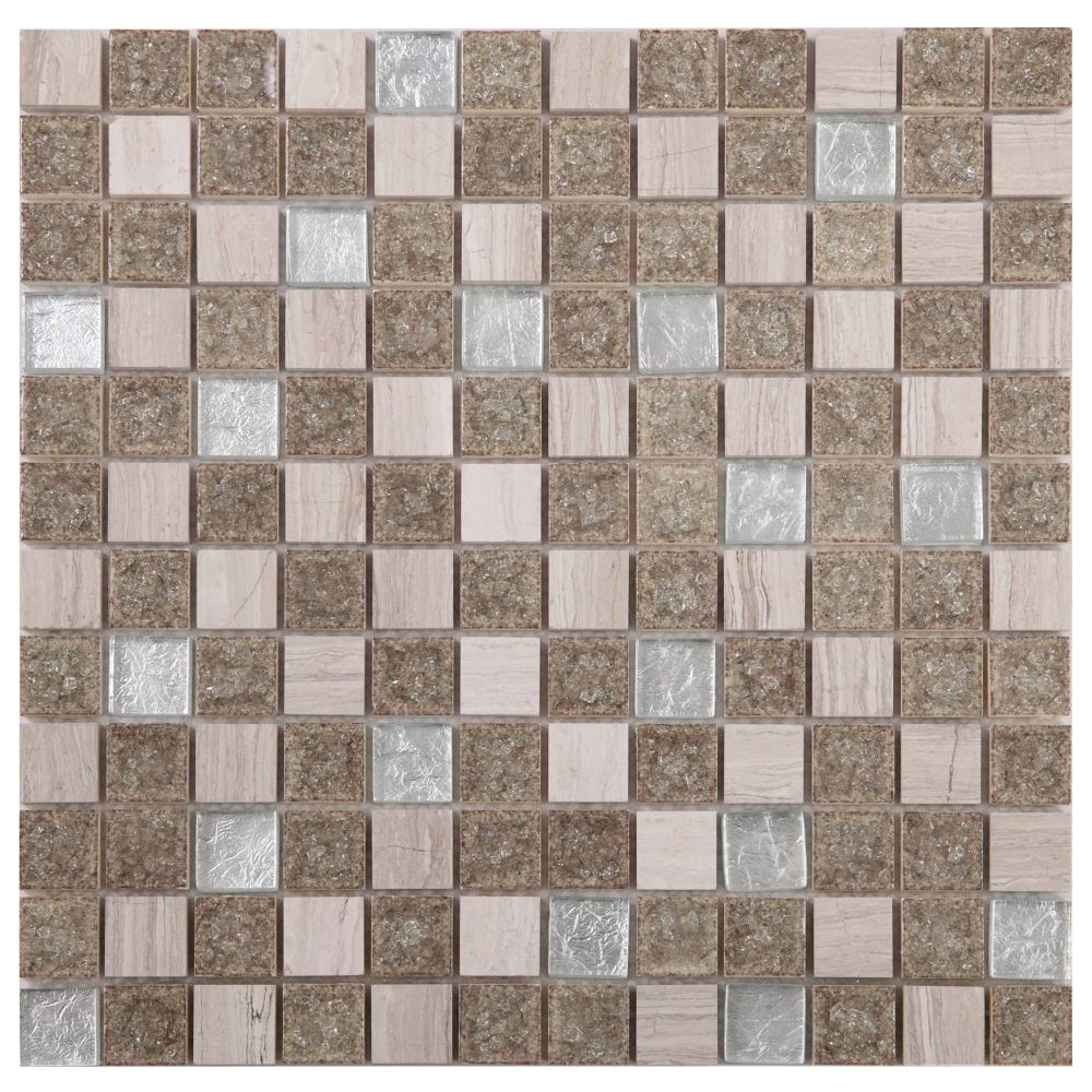 Elysium Tiles Swiss Grey New 11.75" x 11.75" Stone & Glass Mosaic Tile