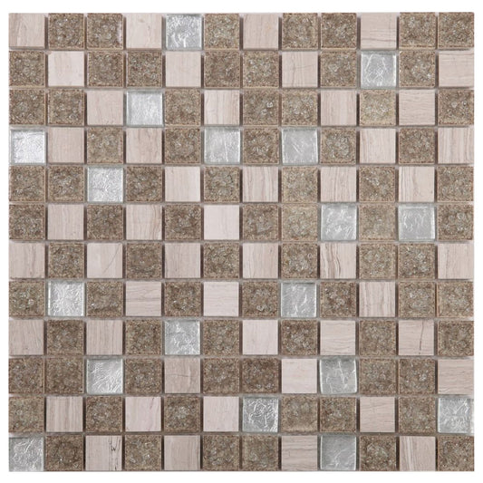 Elysium Tiles Swiss Grey New 11.75" x 11.75" Stone & Glass Mosaic Tile