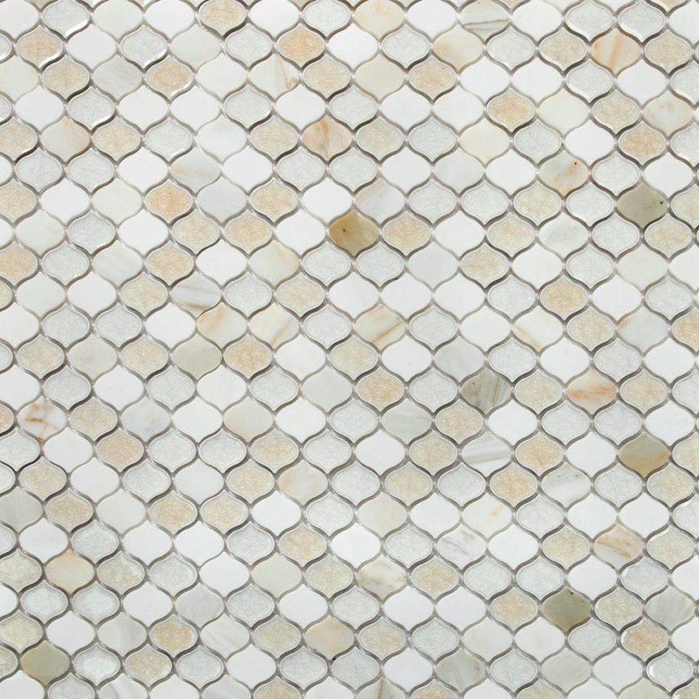 Elysium Tiles Van Gogh Calacatta 11" x 11" Marble And Glass Mosaic Tile