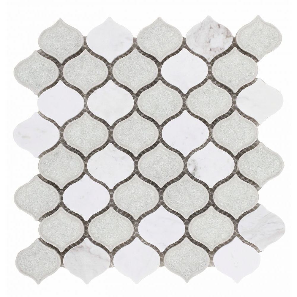 Elysium Tiles Van Gogh Carrara 11" x 11" Marble And Glass Mosaic Tile