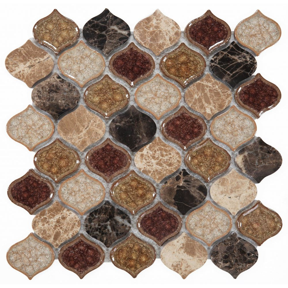 Elysium Tiles Van Gogh Princess 11" x 11" Marble And Glass Mosaic Tile