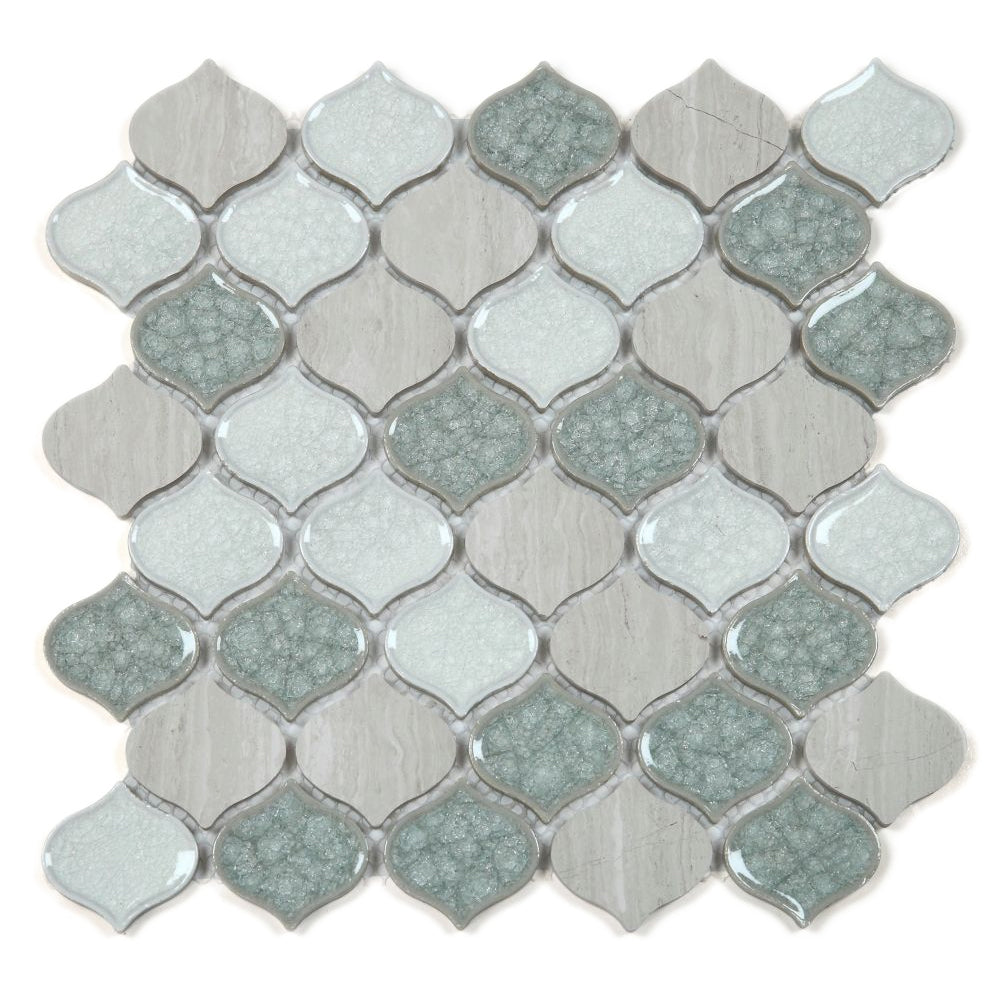 Elysium Tiles Van Gogh Swiss Blue 11" x 11" Marble And Glass Mosaic Tile