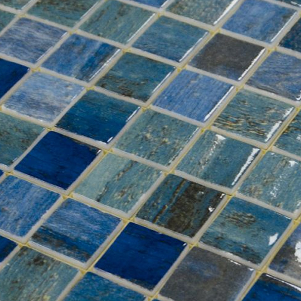 Elysium Tiles Vanguard Forest Blue 12.25" x 18.5" Recycled Glass Mosaic Tile