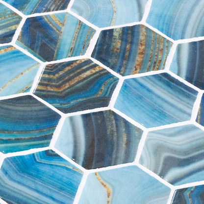 Elysium Tiles Vanguard Hex XL Onyx Blue 11.25" x 11.25" Mosaic Tile