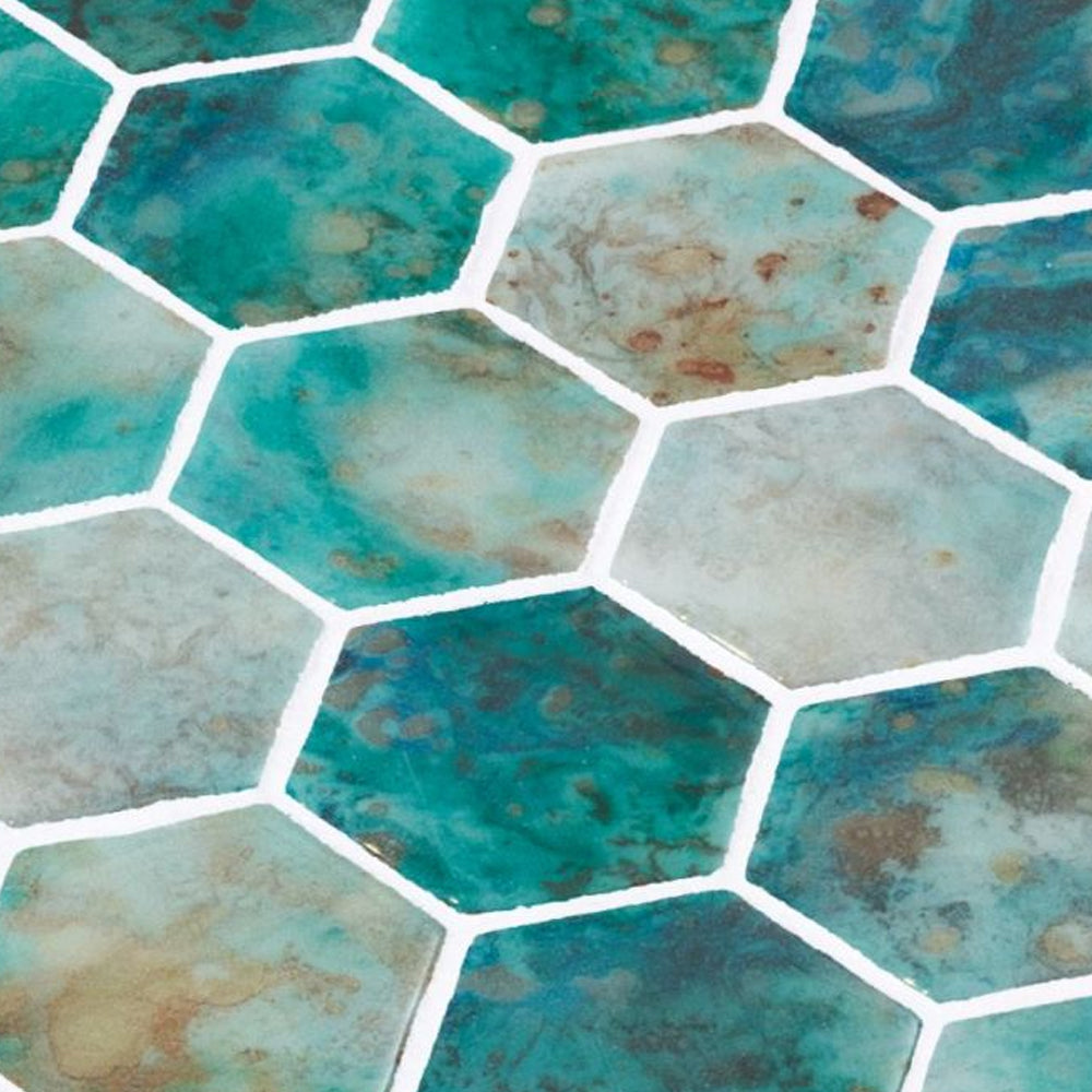 Elysium Tiles Vanguard Hex XL Onyx Green 11.25" x 11.25" Mosaic Tile