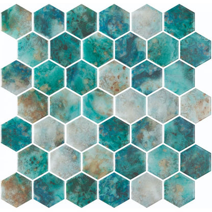 Elysium Tiles Vanguard Hex XL Onyx Green 11.25" x 11.25" Mosaic Tile