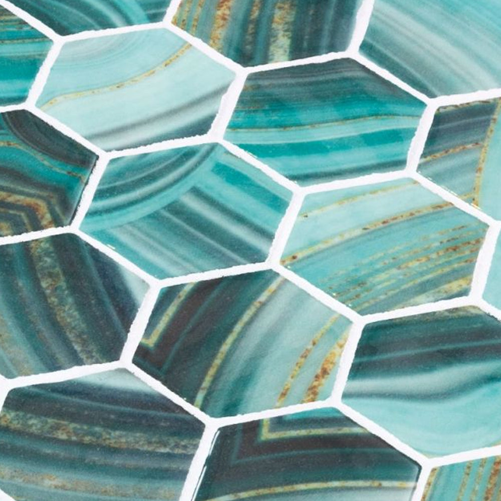 Elysium Tiles Vanguard Hex XL Onyx Teal 11.25" x 11.25" Mosaic Tile