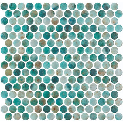 Elysium Tiles Vanguard Penny Green 11.25" x 11.25" Mosaic Tile