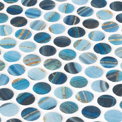 Elysium Tiles Vanguard Penny Onyx Blue 11.25" x 11.25" Mosaic Tile