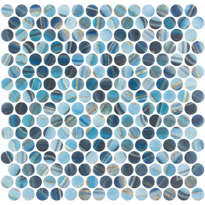 Elysium Tiles Vanguard Penny Onyx Blue 11.25" x 11.25" Mosaic Tile