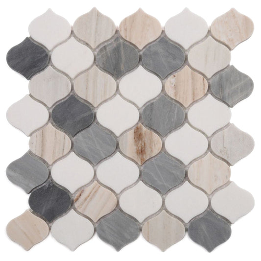 Elysium Tiles Water Drop Beach 10.75" x 11" Marble Mosaic Tile