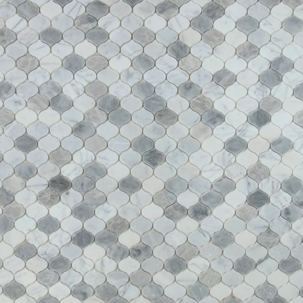 Elysium Tiles Water Drop Silver Grey 10.75" x 11" Marble Mosaic Tile