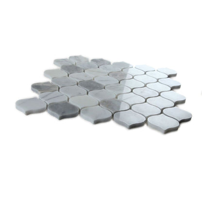 Elysium Tiles Water Drop Silver Grey 10.75" x 11" Marble Mosaic Tile