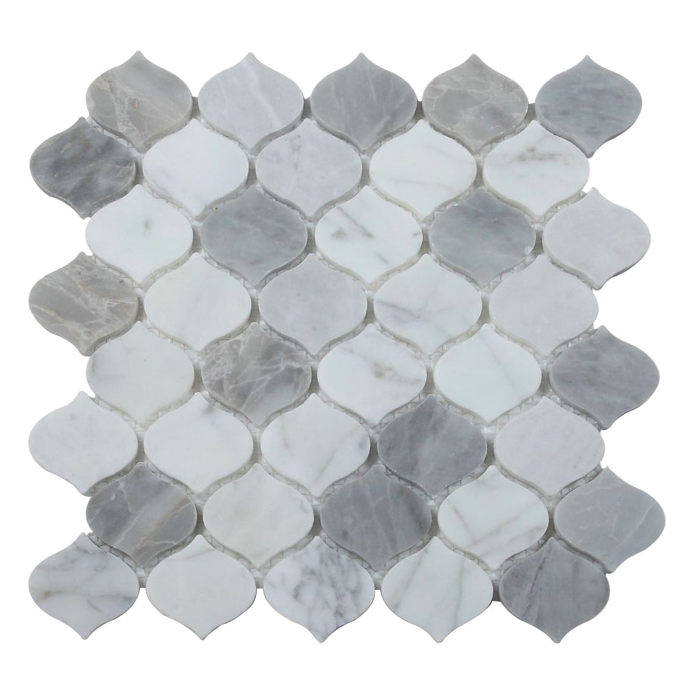 Elysium Tiles Water Drop Silver Grey 10.75" x 11" Marble Mosaic Tile