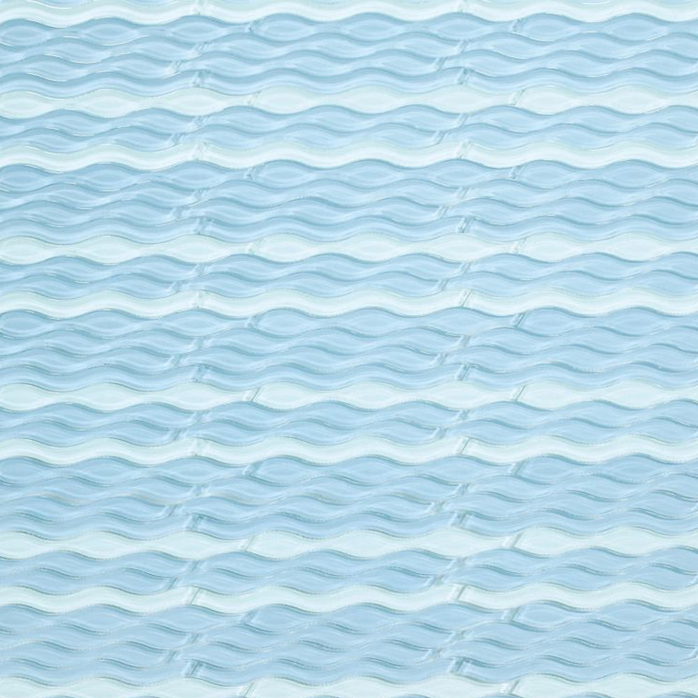 Elysium Tiles Water Sapphire 11.5" x 12.5" Glass Mosaic Tile