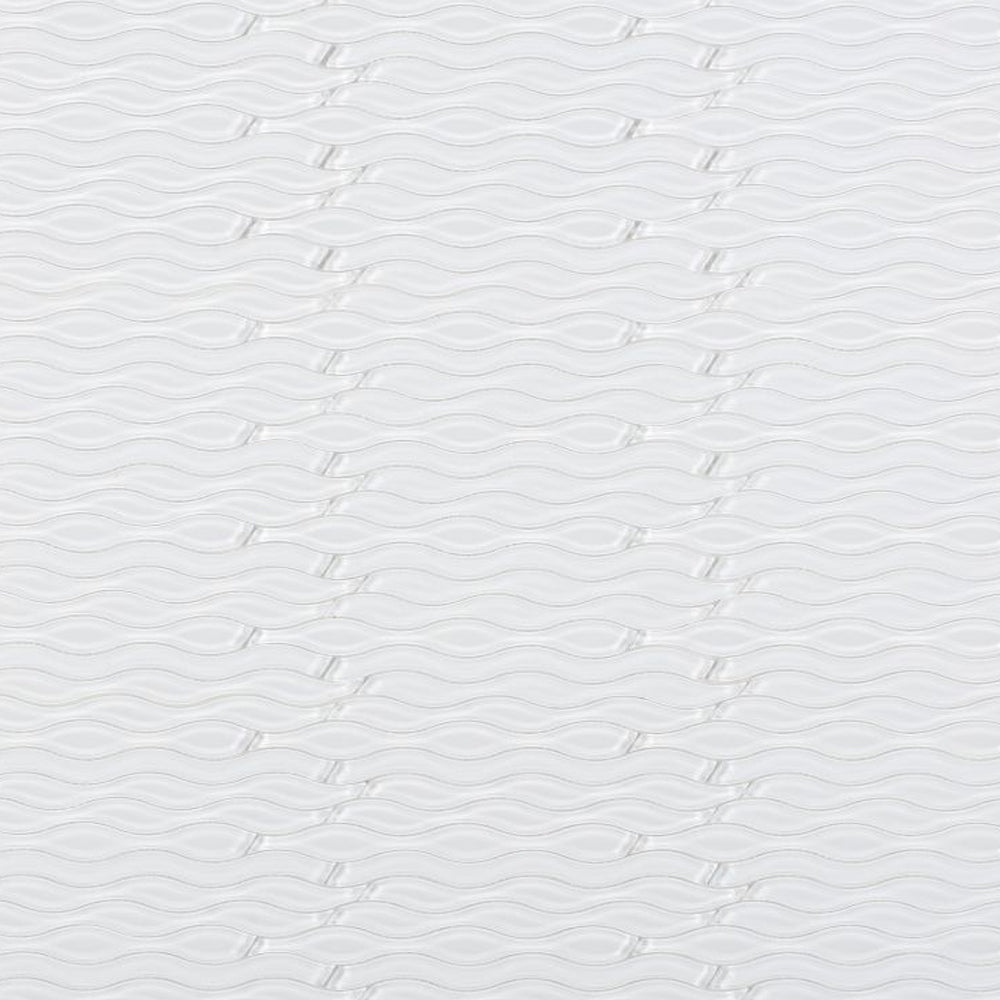 Elysium Tiles Water White Glass 11.5" x 12.5" Glass Mosaic Tile