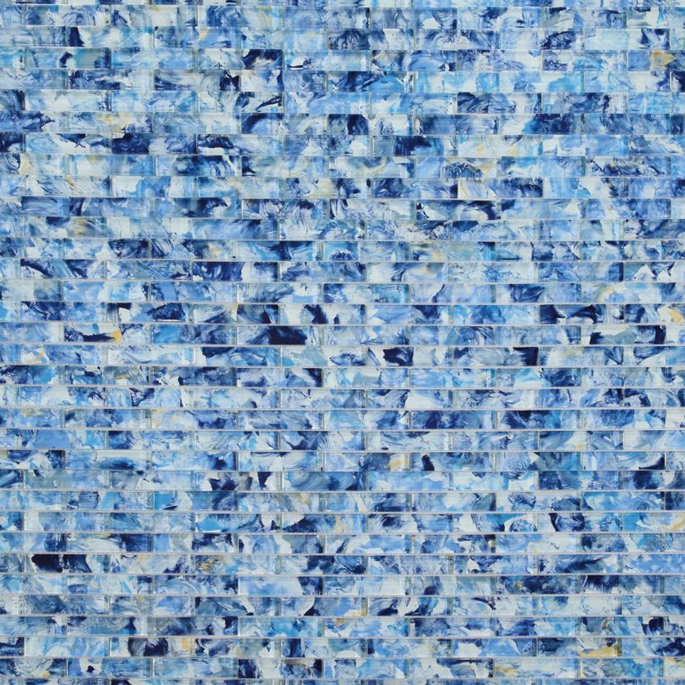 Elysium Tiles Watercolor Blue 11.75" x 11.75" Glass Mosaic Tile