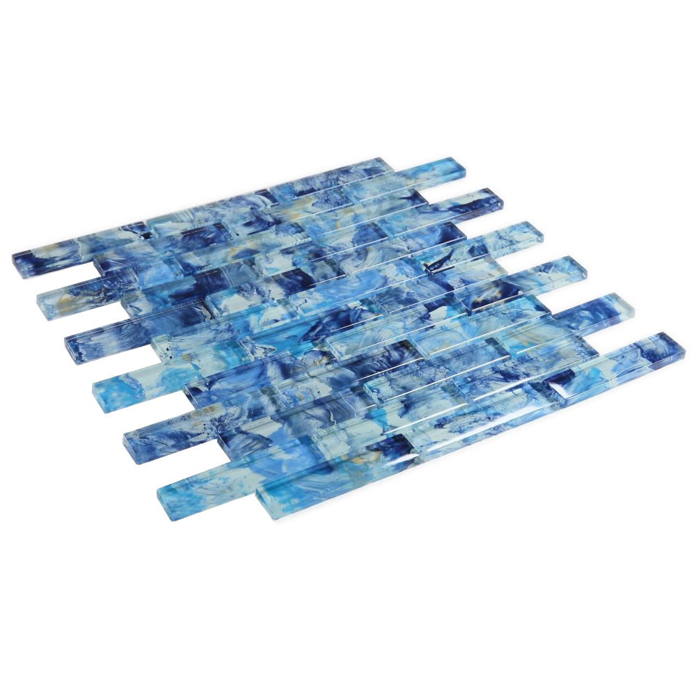 Elysium Tiles Watercolor Blue 11.75" x 11.75" Glass Mosaic Tile