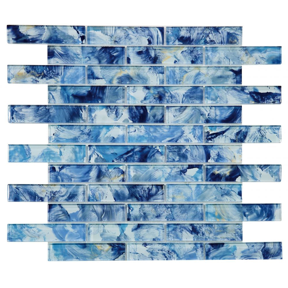 Elysium Tiles Watercolor Blue 11.75" x 11.75" Glass Mosaic Tile