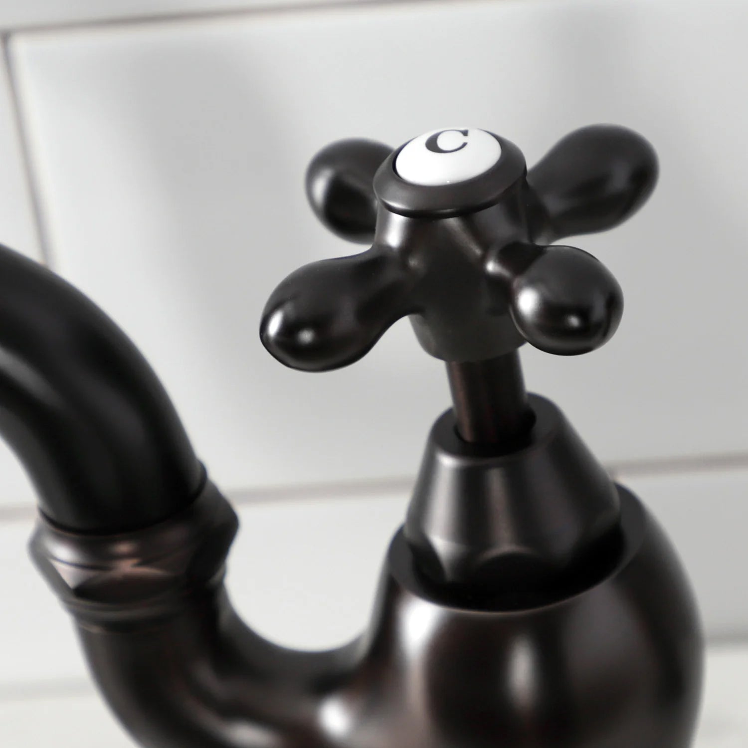 English Country K Two-Handle 3-Hole Deck Mount Side Sprayer Bridge Kitchen Faucet