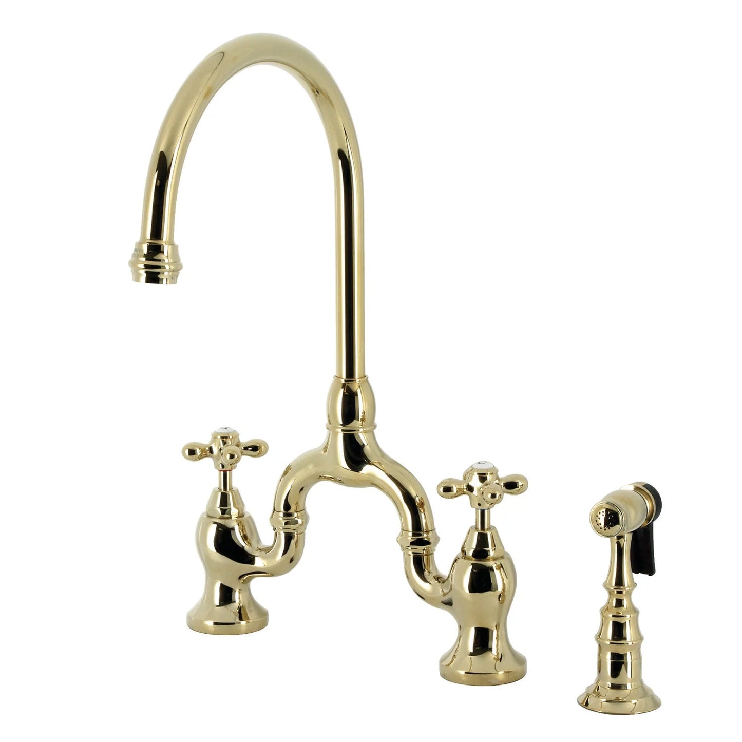 English Country K Two-Handle 3-Hole Deck Mount Side Sprayer Bridge Kitchen Faucet