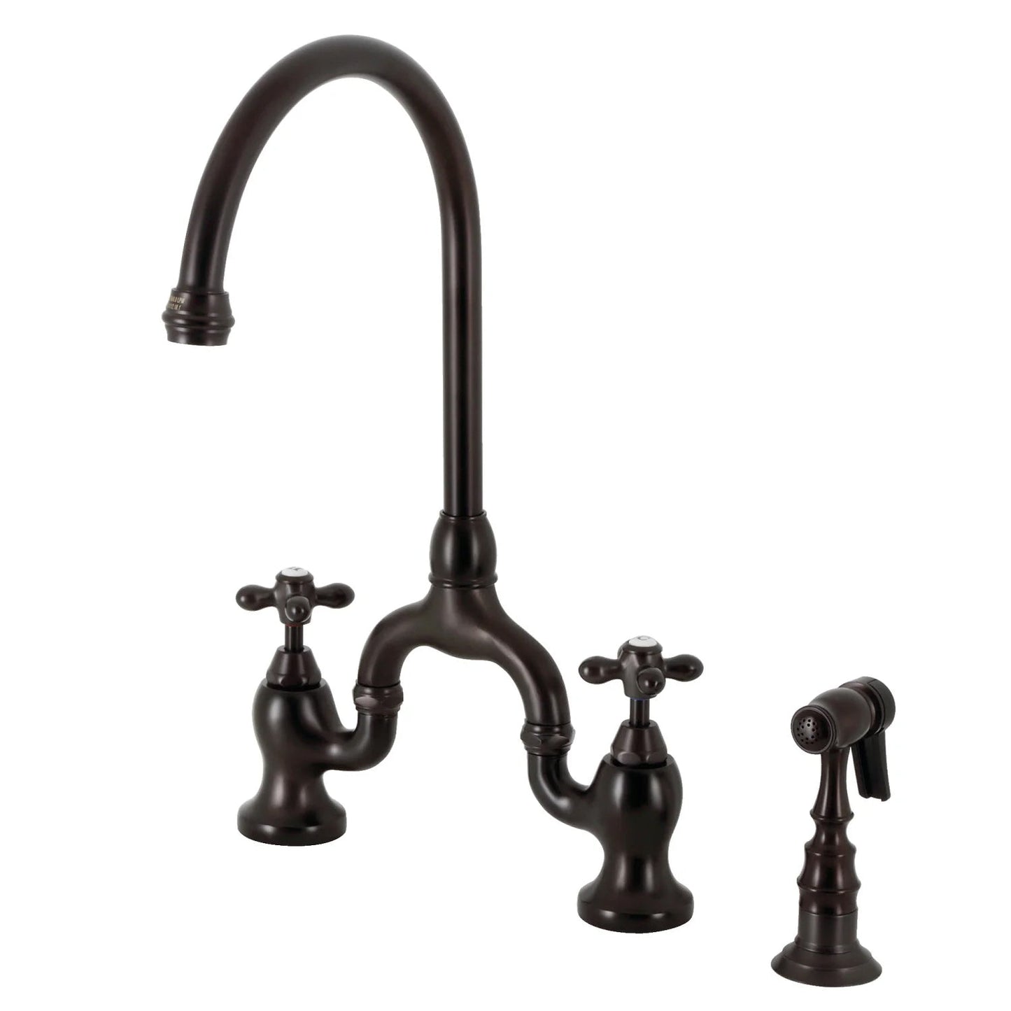 English Country K Two-Handle 3-Hole Deck Mount Side Sprayer Bridge Kitchen Faucet