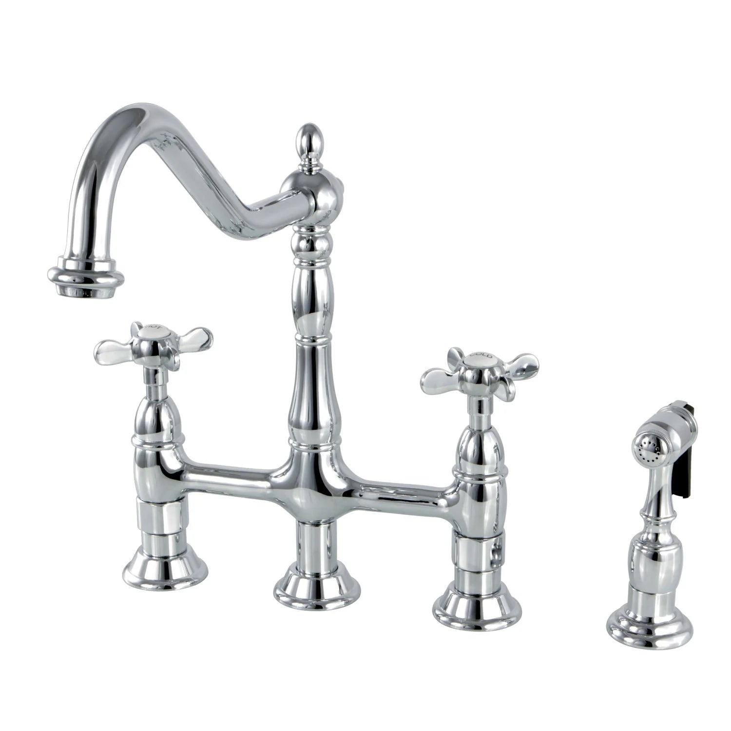 Essex A Two-Handle 4-Hole Deck Mount Side Sprayer Bridge Kitchen Faucet