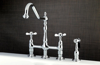 Essex A Two-Handle 4-Hole Deck Mount Side Sprayer Bridge Kitchen Faucet