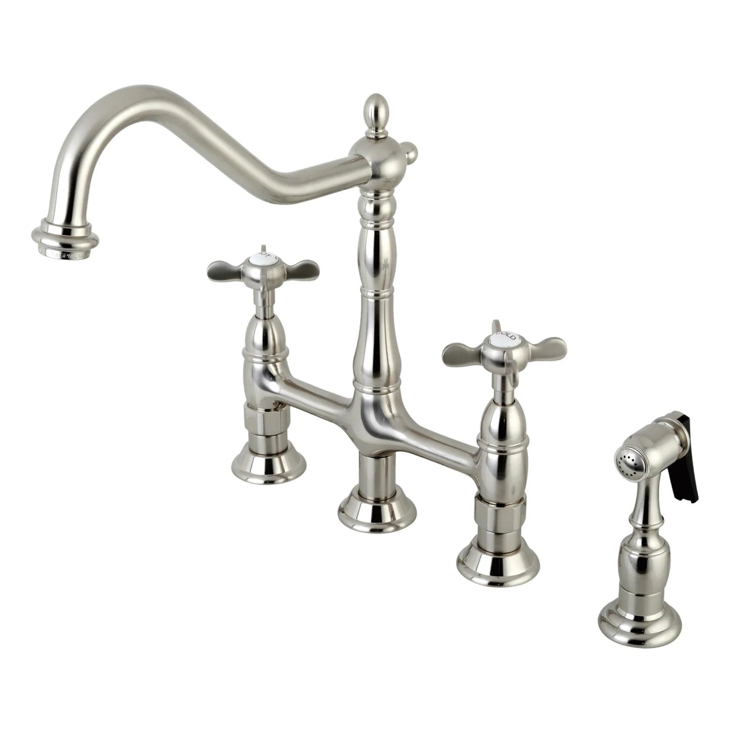 Essex A Two-Handle 4-Hole Deck Mount Side Sprayer Bridge Kitchen Faucet