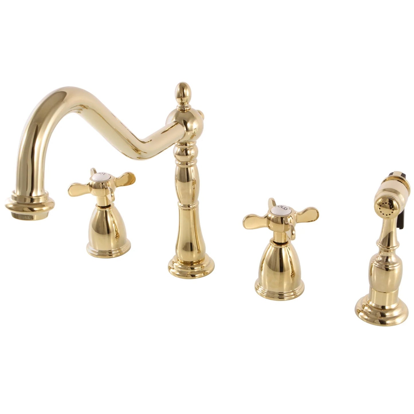 Essex B Two-Handle 4-Hole Deck Mount Side Sprayer Widespread Kitchen Faucet