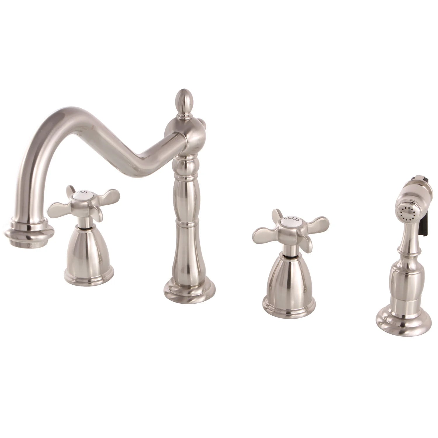 Essex B Two-Handle 4-Hole Deck Mount Side Sprayer Widespread Kitchen Faucet