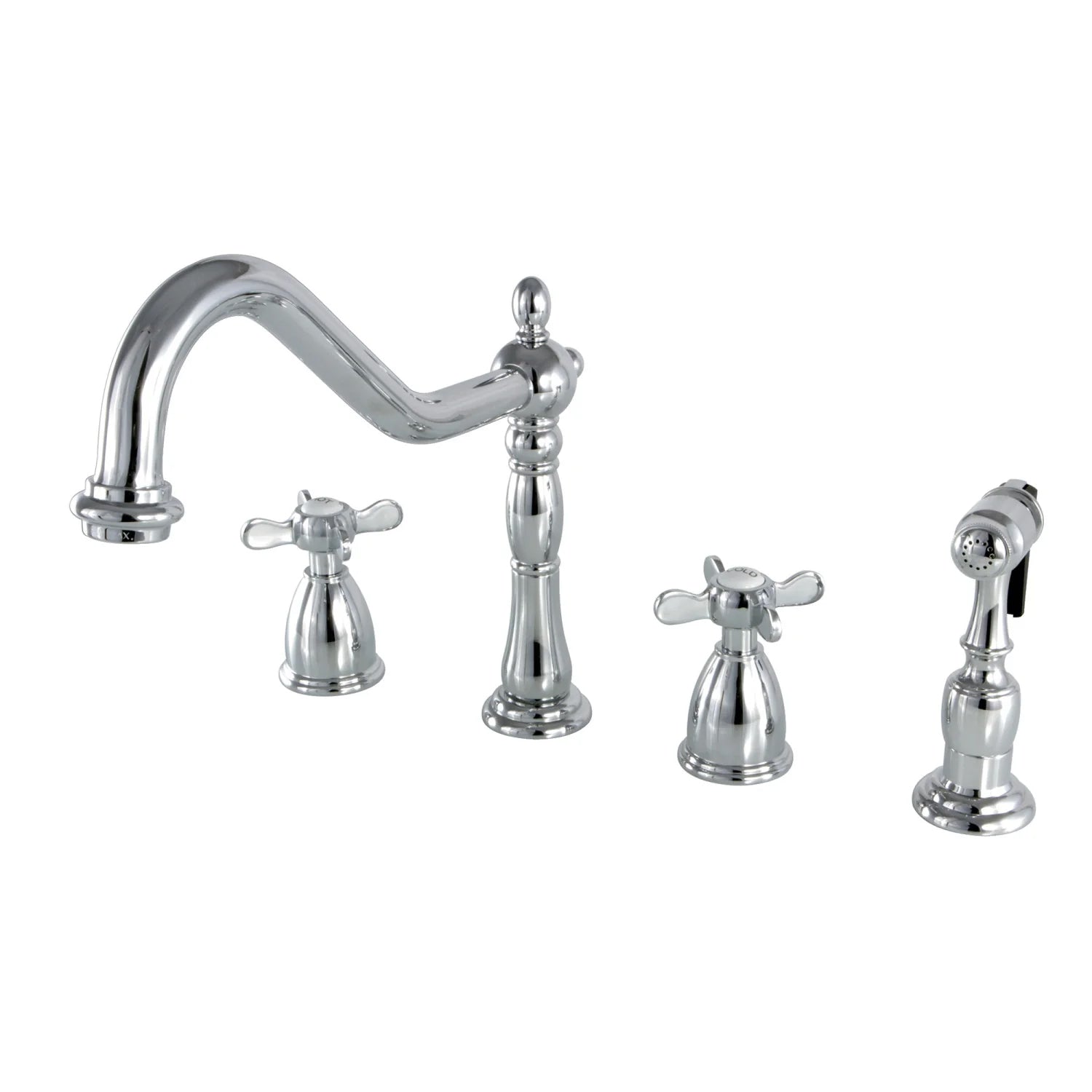 Essex B Two-Handle 4-Hole Deck Mount Side Sprayer Widespread Kitchen Faucet