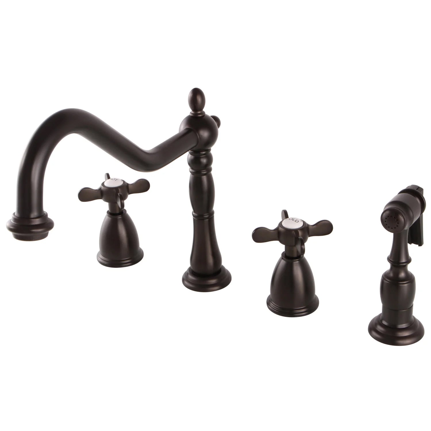 Essex B Two-Handle 4-Hole Deck Mount Side Sprayer Widespread Kitchen Faucet