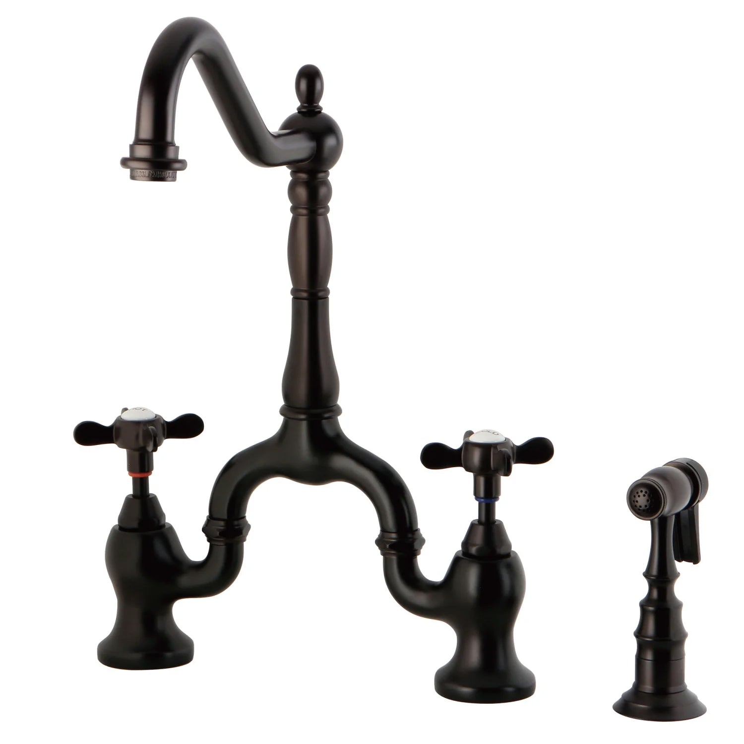 Essex C Two-Handle 3-Hole Deck Mount Side Sprayer Bridge Kitchen Faucet