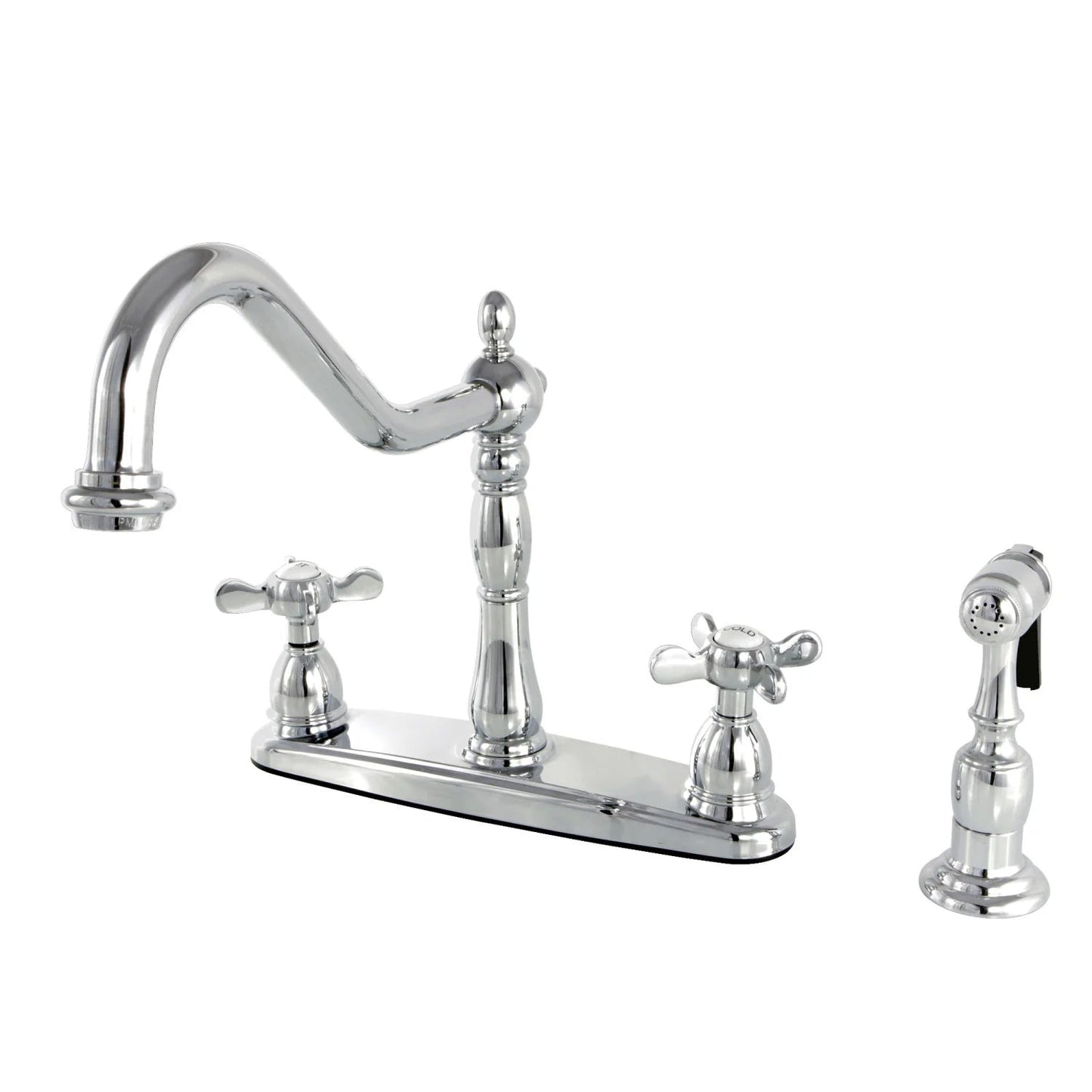 Essex D Two-Handle 4-Hole Deck Mount Side Sprayer 8" Centerset Kitchen Faucet