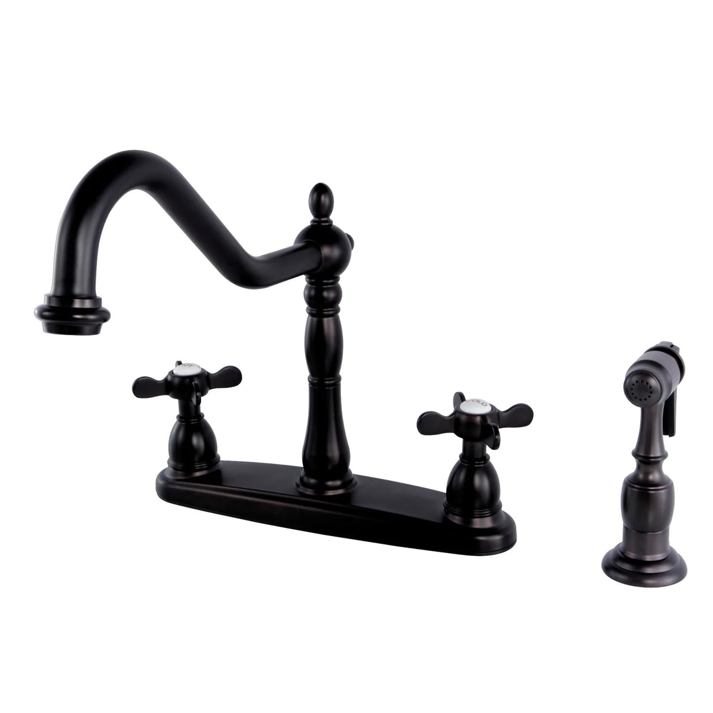 Essex D Two-Handle 4-Hole Deck Mount Side Sprayer 8" Centerset Kitchen Faucet