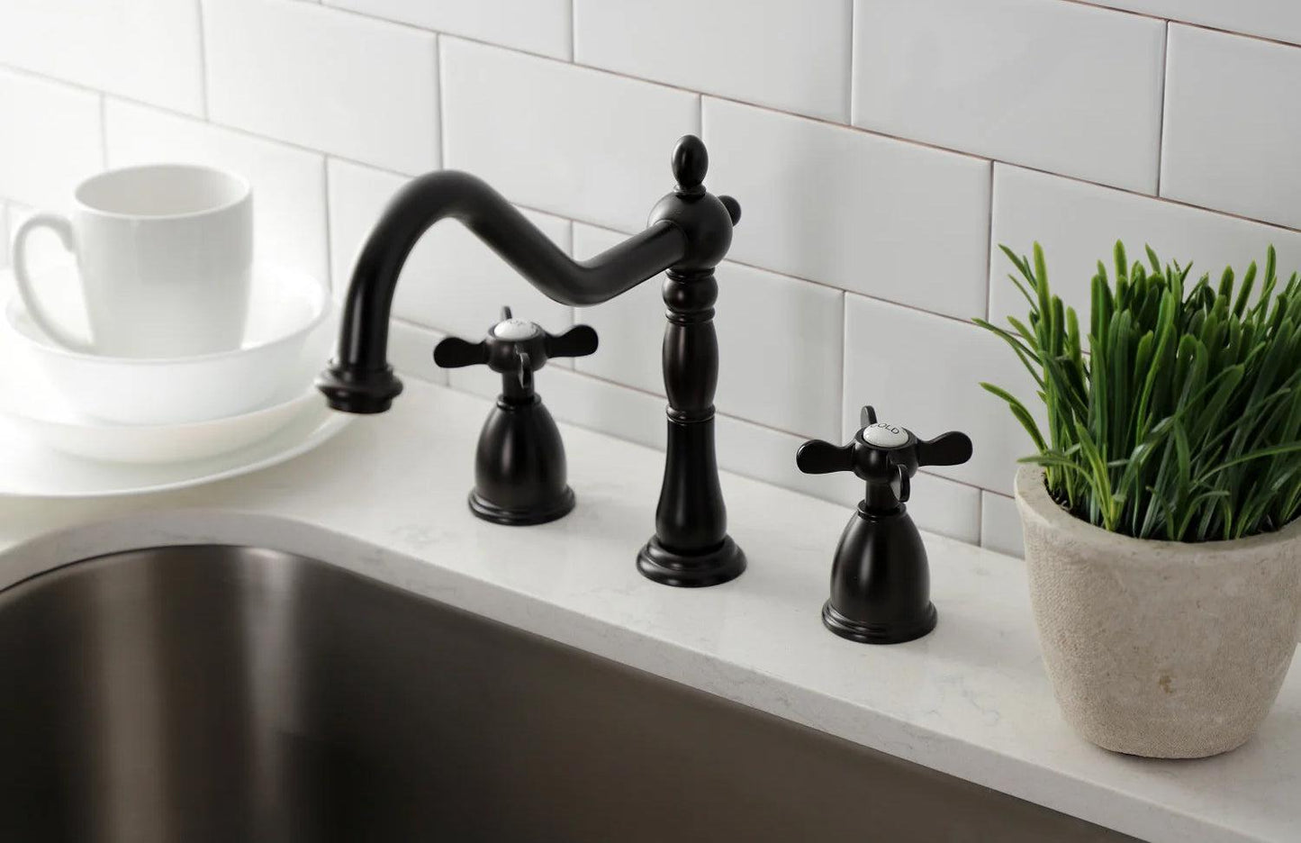 Essex G Two-Handle 3-Hole Deck Mount Widespread Kitchen Faucet