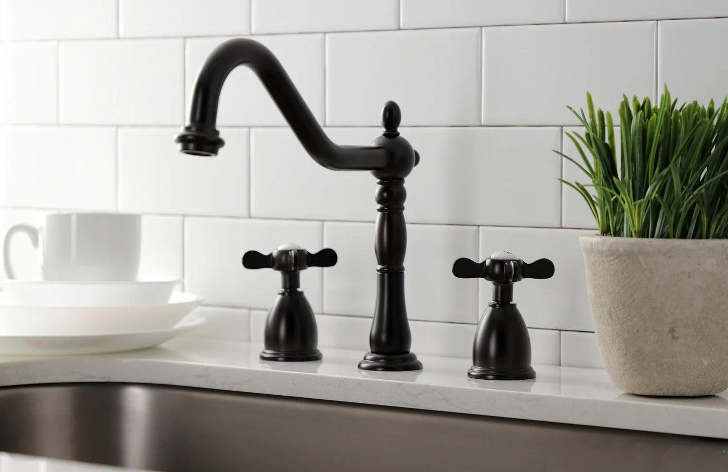 Essex G Two-Handle 3-Hole Deck Mount Widespread Kitchen Faucet