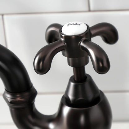 French Country B Two-Handle 3-Hole Deck Mount Side Sprayer Bridge Kitchen Faucet