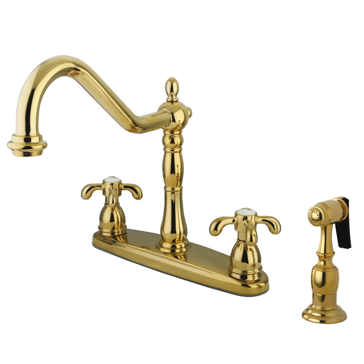 French Country G Two-Handle 4-Hole Deck Mount Side Sprayer 8" Centerset Kitchen Faucet