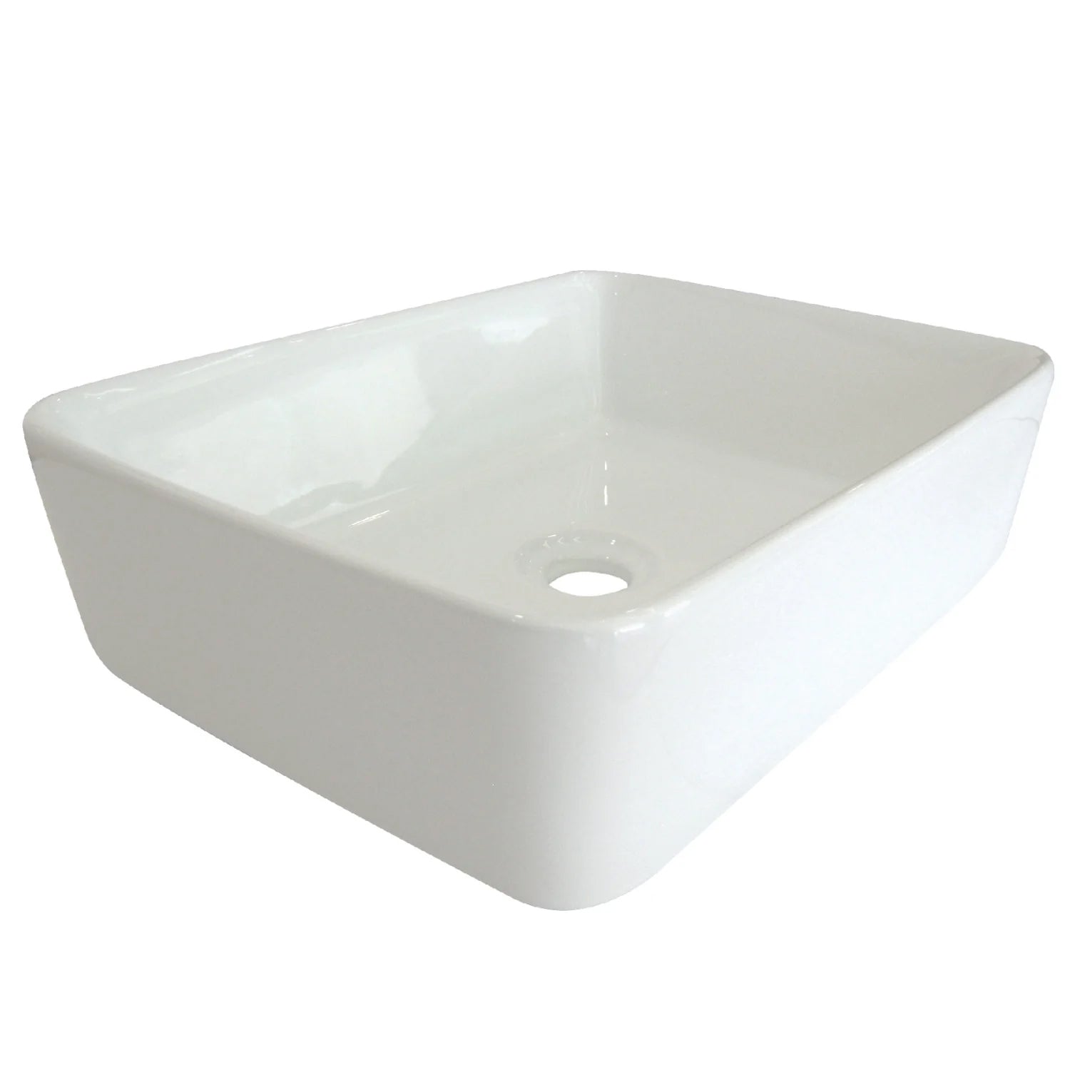 French Petite Ceramic Rectangular White Vessel Sink